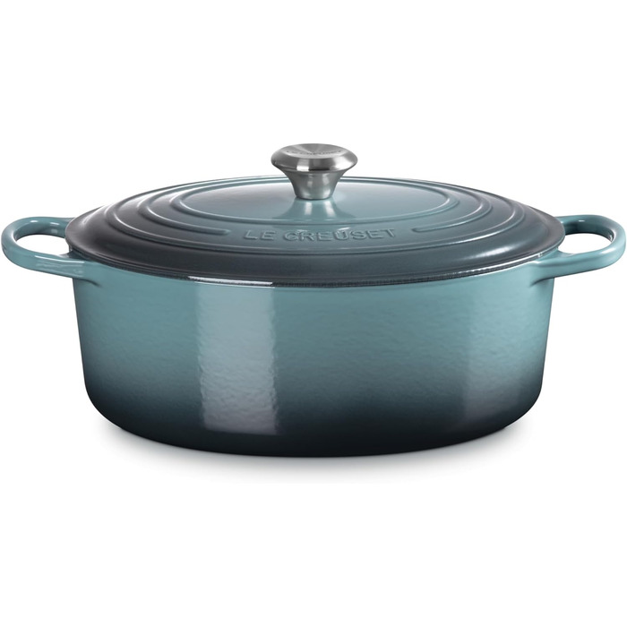 Le Creuset Signature Братер з чавуну з кришкою, овальний, 31 см, 8.9 л, для всіх типів плит, включаючи індукційну, вишневий