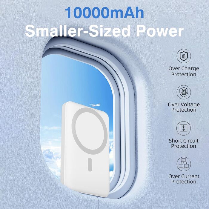 Магнітний 22,5 Вт для iPhone 16-12 Pro/Max/Plus/Mini (білий), 10000mAh