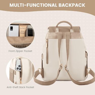 LOVEVOOK Сумка-рюкзак жіноча маленька, елегантна міська, водонепроникна, повсякденна, для подорожей, школи, роботи, чорна (14 дюймів, A-khaki-beige)