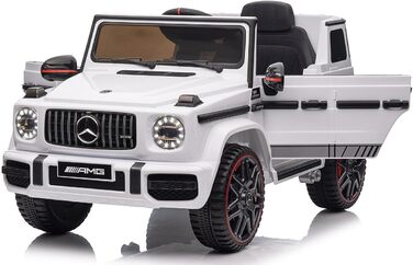 Дитячий електромобіль Mercedes G63 AMG 4x4, 180 Вт, шкіряне сидіння, EVA-колеса, 12V 9Ah, пульт, білий