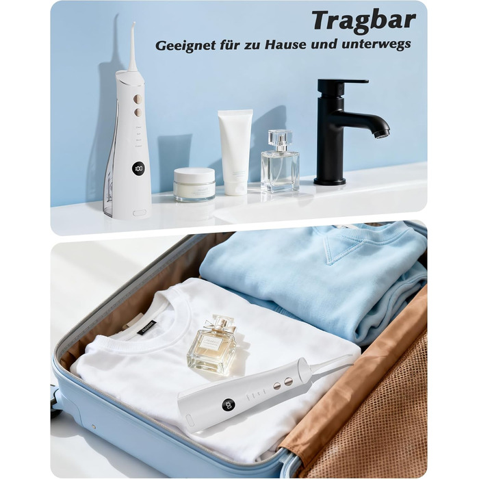 Електрична насадка для душу Munddusche: 5 струменів, 4 режими, для догляду за порожниною рота, водонепроникність IPX7, для дому та подорожей