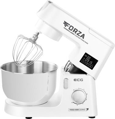 Кухонний комбайн ECG FORZA 5500 Giorno Bianco 1500 Вт з сенсорним дисплеєм нержавіюча сталь/білий