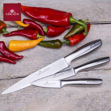 Набір кухонних ножів Gerlach Modern: 5 ножів у блоці з нержавіючої сталі. Кухонні ножі, блендер, ніж для хліба, ніж для овочів, кухонні аксесуари