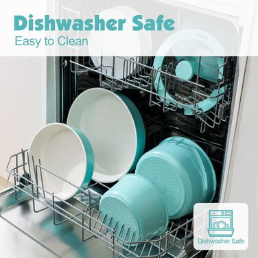 Набір каструль SENSARTE з керамічним покриттям (17 предметів) – антипригарне посуд з знімними ручками, для всіх плит, безпечне, миється в посудомийній машині, сумісне з духовкою (Турквіс)