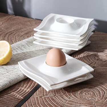 MALACASA Серія Flora – 60-кількісний сервіз для 12 осіб – кремово-біле порцелянове посуд у квадратному дизайні (тарілки, чашки, блюдця) – придатний для миття в посудомийній машині та мікрохвильовій печі, білий