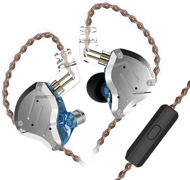 Гібридні навушники Yinyoo KZ ZS10 Pro IEM, 4BA 1DD, 2-контактний кабель, внутрішньоканальні, сині з мікрофоном