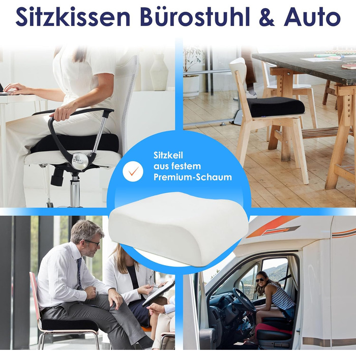 Подушка-підсидник DYNMC Bequeme для дорослих та дітей, ортопедична підставка на стілець та в авто, розроблена з фізіотерапевтами (Чорний)