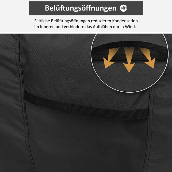 Водостійкий чохол для садово-патіо меблів 300x300x90 см, чорний, з вентиляційними отворами, 420D Oxford, захист від пилу та УФ-променів