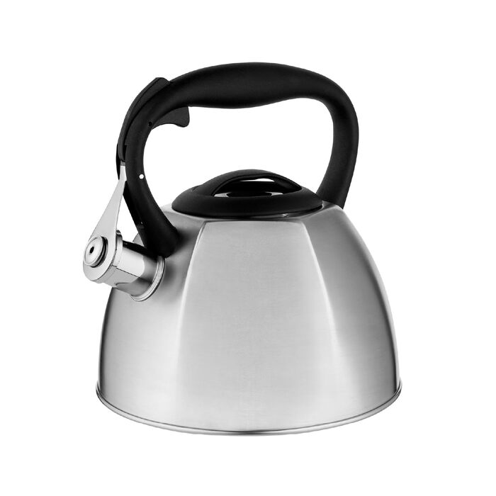 Чайник FLORINA Fenny Satin Induktion 2.5L з флейтою, нержавіюча сталь, Cool-Touch, сучасний дизайн, срібний (Dakota)