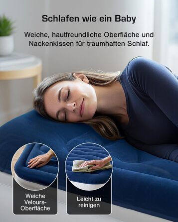 Надувне ліжко Active Era Luxus для 2 осіб з електричним насосом та інтегрованим подушками, 200 x 150 x 36.5 см - ідеально для кемпінгу та гостей