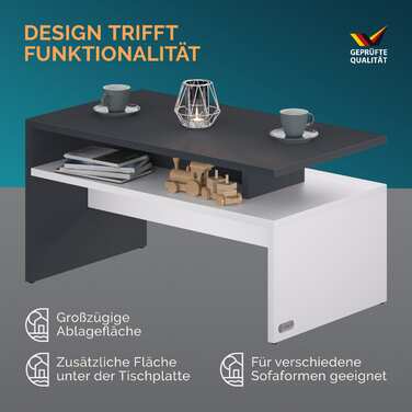 Столик журнальний Sacramento White/Anthracite 95x55x50см