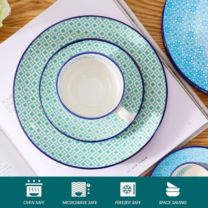 Набір кавовий порцеляновий Vancasso Macaron, 12 предметів, для 4-12 осіб: 12 чашок, 12 підставок, 12 десертних тарілок