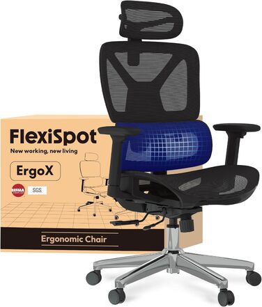 Крісло офісне ергономічне FLEXISPOT C7 Lite-Mesh, чорне, з 3D підлокітниками, 3D підголовником, 5D спинкою, до 130 кг