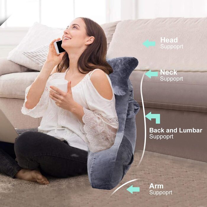 Підголівник для ліжка з кишенею, сірий - зручний диванчик для читання, перегляду телевізора та ігор