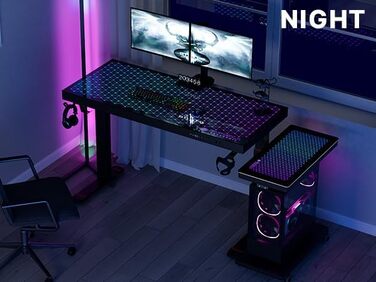 Підставка для комп'ютера EUREKA ERGONOMIC з регулюванням висоти, ATX корпус, тримач CPU, органайзер під стіл, з LED підсвіткою