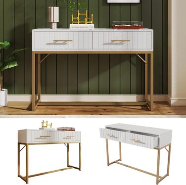 Консольний столик SogesHome з 2 шухлядами: 100x45x75 см (метал, дерево)