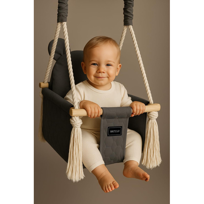 Дитяча гойдалка для дому та вулиці Bär Light Velvet | Дерев'яна гойдалка для дітей | Гойдалка для дверного отвору