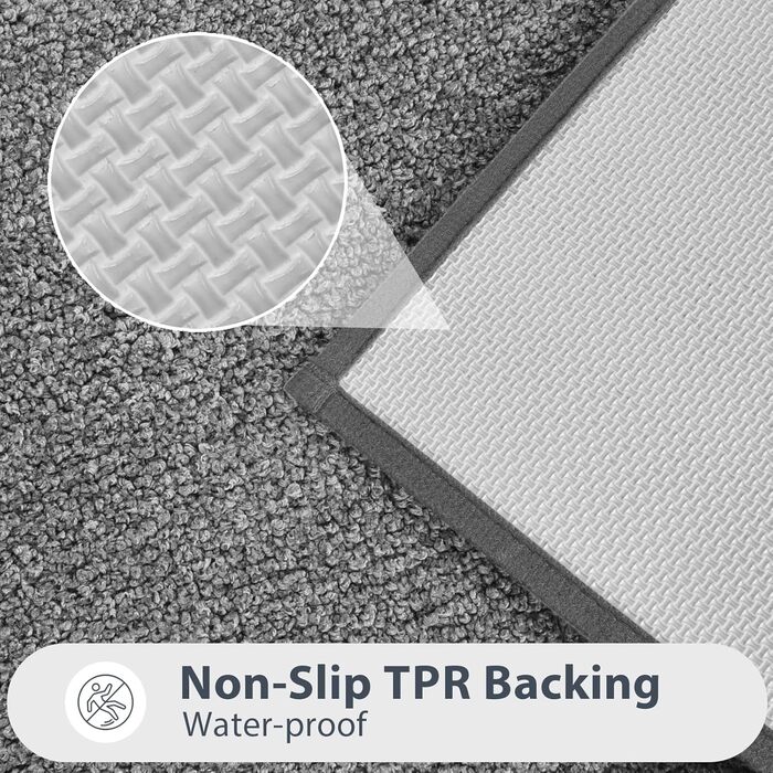 Килимок для ванної кімнати: неслизький, миючий, 50 x 76 см (сірий)