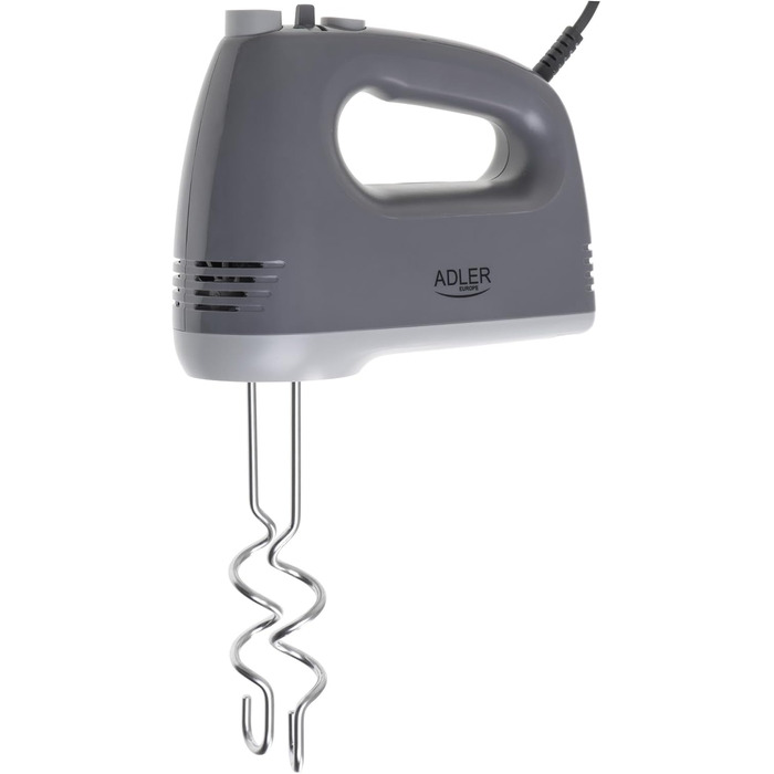 Міксер ручний ADLER 750W з насадками (вінчик, гак, лопатка, сепаратор) сірий