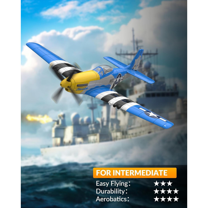 Літак на радіокеруванні VolantexRC 761-5 P51 Mustang RTF для початківців з Xpilot, 4 канали, готовий до польоту