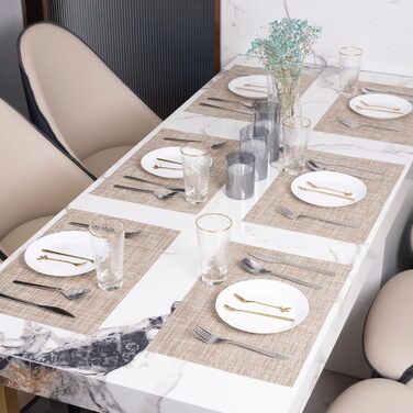 Набір підставок під тарілки Winknowl, 8 шт., плетіння, вініл, ізоляція, для обіднього столу, миються, зносостійкі, ПВХ, карамель