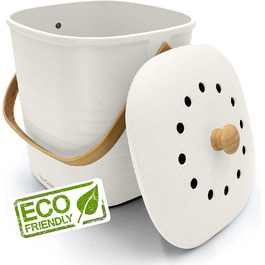 Відро для компосту YourCasa - 4 л-для побутових органічних відходів на кухні-стійке до запахів і миється-екологічно чисте органічне відро для сміття з кришкою і фільтром в простій конструкції кухонне відро для органічних відходів (6 л білого кольору)
