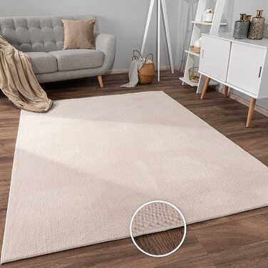 Домашній килим Paco для вітальні, спальні, з коротким ворсом, в скандинавському стилі бохо, строкатий, Сучасний однотонний декор, Розмір Колір (120x160 см, кремовий)