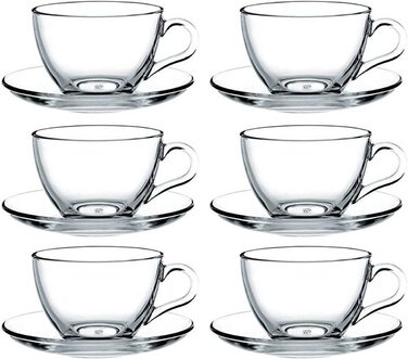 Чашок з базовим блюдом, для чаю, кави, капучіно, для 6 осіб PS97948 прозорі, 12