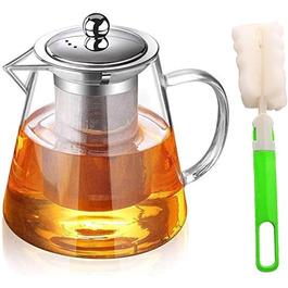 Скляний чайник, чайник з ситовою вставкою, чайний сервіз з боросилікатного скла, скляний чайник з ситовою вставкою, чайник з ситечком для чаю, прозорий чайник для розсипного і квітучого чаю, можна мити в посудомийній машині 950 мл