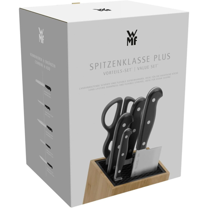 Набір ножів WMF Spitzenklasse Plus Asia з блоком FlexTec, 6 предметів, Made in Germany