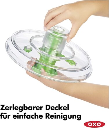 OXO Good Grips Салатниця-центрифуга з ситом та кришкою, зелена – для сушіння салату, велика