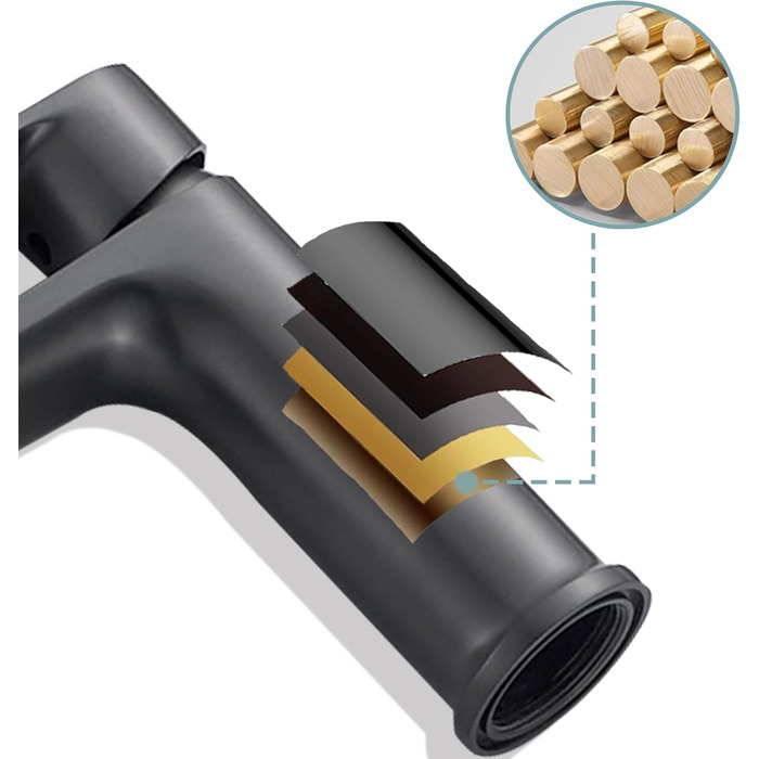 Набір змішувачів для ванної кімнати Belz, латунь, однозахватний, для мийки, сірий, темно-сірий