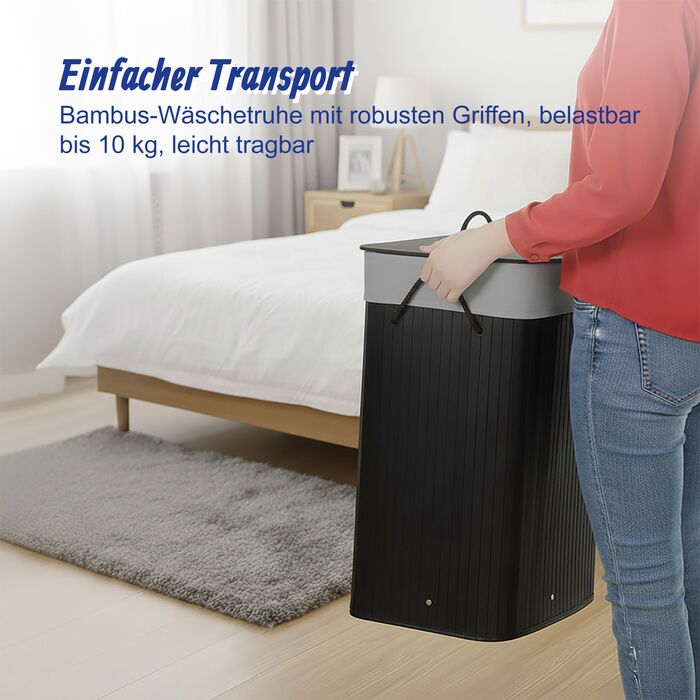 Кошик для білизни Relaxdays з бамбука з 2 відділеннями