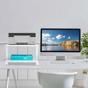 Підставка для принтера Relaxdays з 2 ярусами, на коліщатках, біла (28 x 44 x 28,5 см)