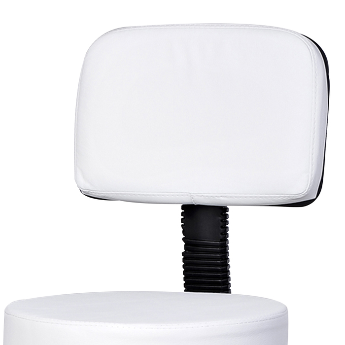 Поворотний табурет HOMCOM Work Stool регульований по висоті зі спинкою для офісу, білий Φ35 x H72-84 см