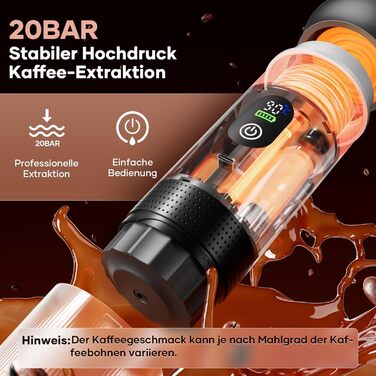 Портативна кавомашина Espresso Kejector з акумулятором: для дому, в подорожах, в авто. 3-в-1: кава, еспресо, капсули. Digital display, металевий сірий.