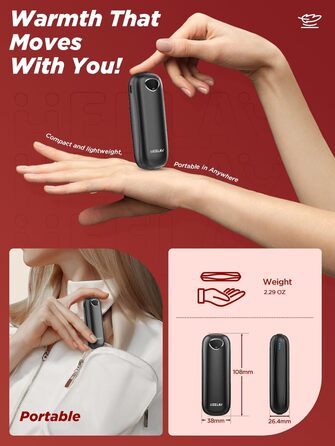 Електричні грілки для рук 10000mAh, 2 шт. [Подарункова коробка до Нового року] Повторно використовувані грілки USB для зими, для хворих на синдром Рейно, для активного відпочинку, ігор, павербанк (чорний)