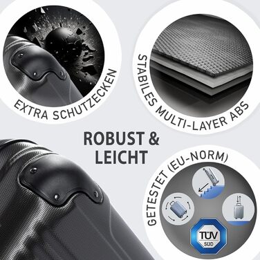 Набір валіз FERGÉ QUÉBEC з ABS-пластику, 3 шт. (ручна поклажа, L, XL), дорожні валізи-тролеї на 4 колесах