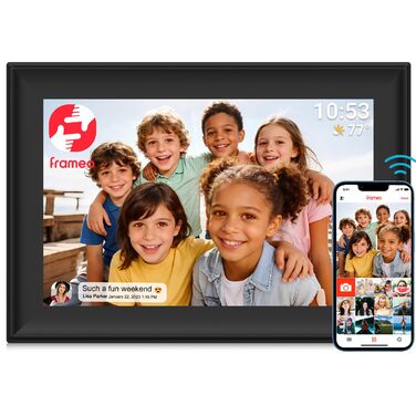 FRAMEO Цифровий фоторámеn 15.6 дюймів WiFi, IPS, FHD 1920x1080, 32GB, сенсорний екран, автоповорот, для стін, фото/відео через додаток FRAMEO