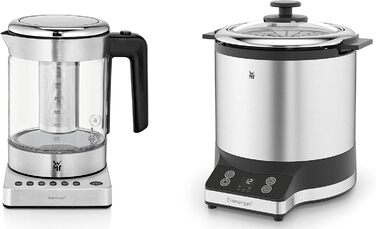 Електричний чайник-заварник WMF Küchenminis 2 в 1 з регулюванням температури, 1л, 1900 Вт, скляний, з тримачем для пакетиків та ситом