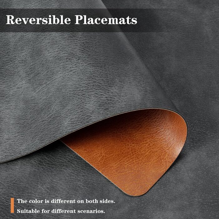 Набори серветок Pixieora: миючі, з підставки для тарілок, штучна шкіра, двосторонні, протиковзні, 6 шт. (сірий, коричневий)