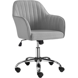 Крісло Yaheetech для дому та офісу: обертове, регульоване по висоті, з м'якою оксамитовою оббивкою, до 136 кг, сірий колір