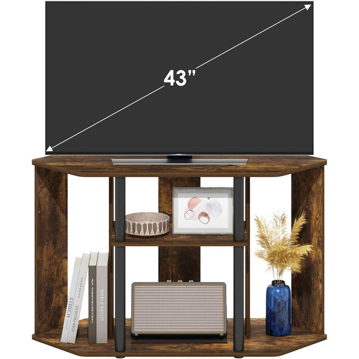 Розважальний центр для телевізора Furinno Econ, 106,9 (ширина) x 57,9 (висота) x 34,3 (глибина) см (бурштинова сосна/чорний, 43 дюйми)