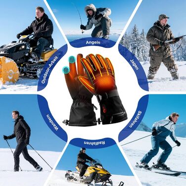 Електричні гріючі рукавички ABXMAS для чоловіків та жінок, 7.4V 3200mAh, XL, Чорний