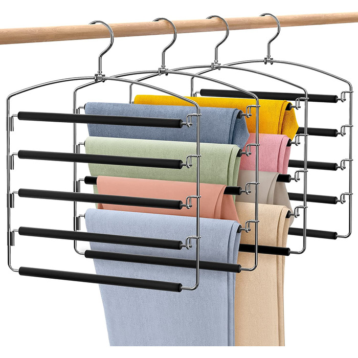 Набір вішалок для штанів Housolution 4 шт. з антиковзним покриттям, чорного кольору