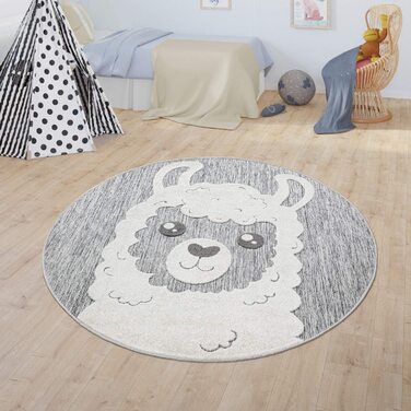 Дитячий домашній килим, круглий, ігровий килим сучасний 3D ефект, розмір колір (діаметр 200 см круглий, Сірий 2)