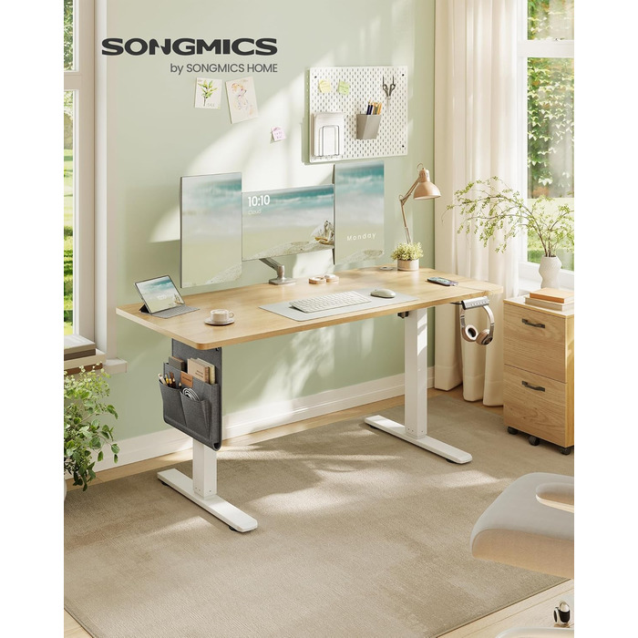 SONGMICS Стол письменний з регулюванням висоти, електричний, з пам'яттю 4 положень, vintage brown-matte black, LSD026X01