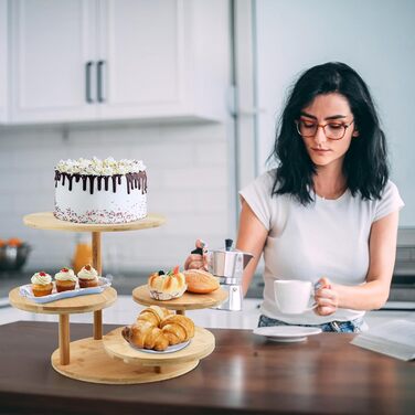 Багатоярусний стійка для тортів та капкейків з дерева, 4 яруси, Ø 30/32 см, для вечірок, днів народжень, святкового декору