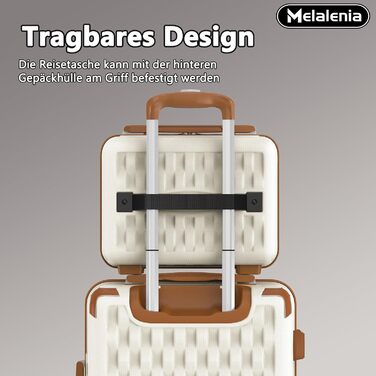 Набір легких валіз Melalenia (7 предметів), жорстка оболонка, 4 колеса, TSA-замок, білий колір (включає косметичку, дорожню сумку та несесер)