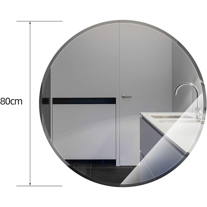 Дзеркало для ванної кімнати HUOLE з LED-підсвічуванням, настінне, з сенсорним вимикачем та захистом від запотівання, 6400K (60x60x4,5 см)